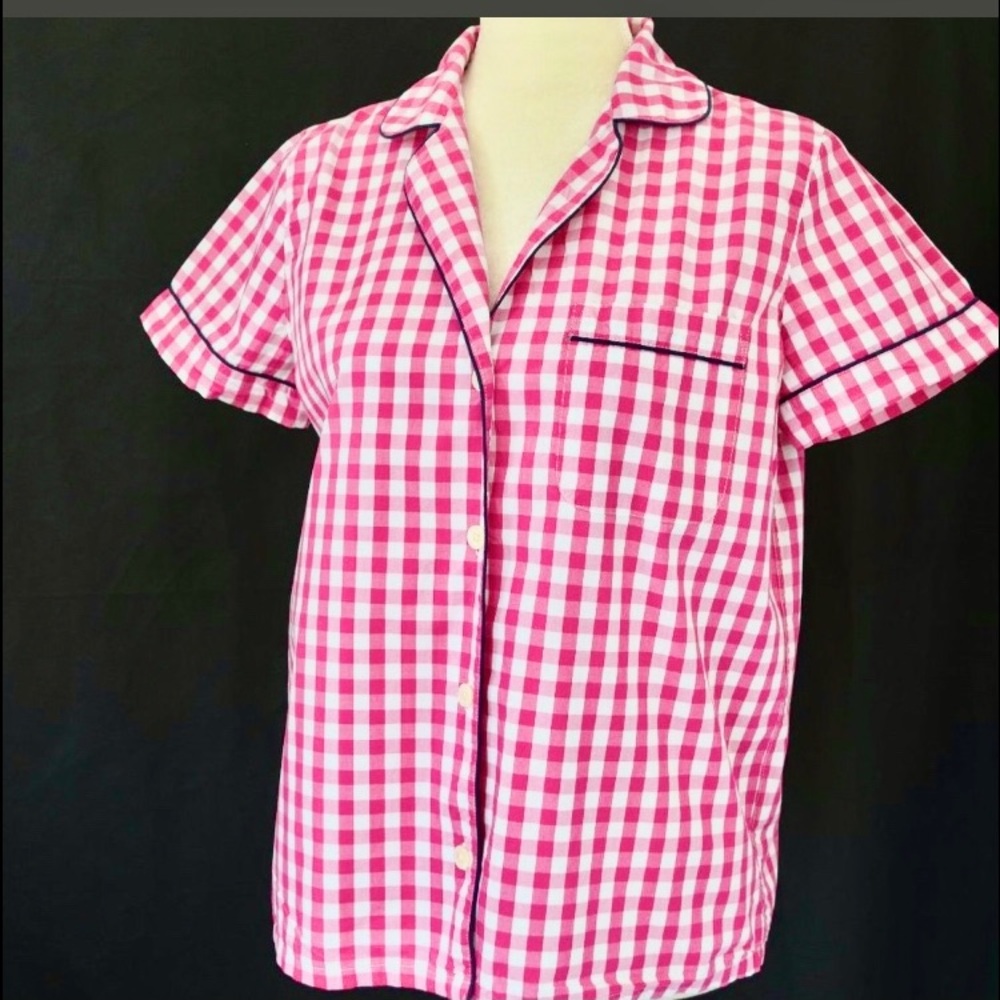 J.CREW Pajama top Sz Small, Pink and White 100% Cotton Good condition